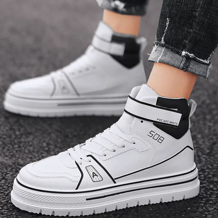 Casual Sneakers Leather Chunky Platform High-top Shoes Ankle Boots